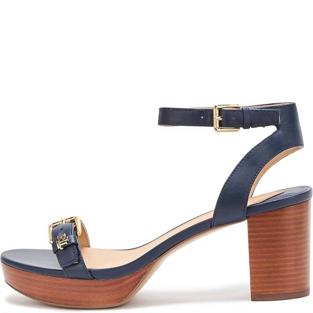 NEW RALPH LAUREN women's melissah heeled sandals in refined navy - Picture 2 of 4